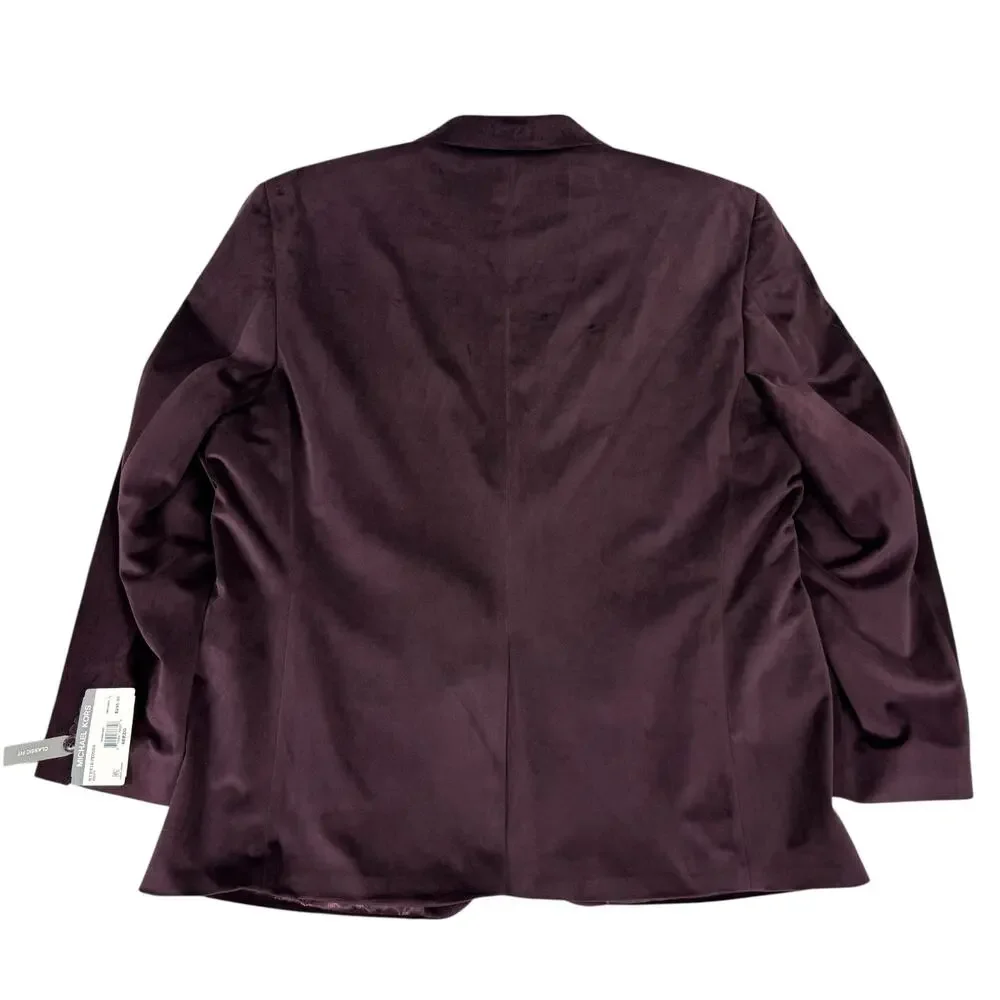 Michael Kors Mens Kent Classic Fit Velvet Sport Coat Burgundy 48R